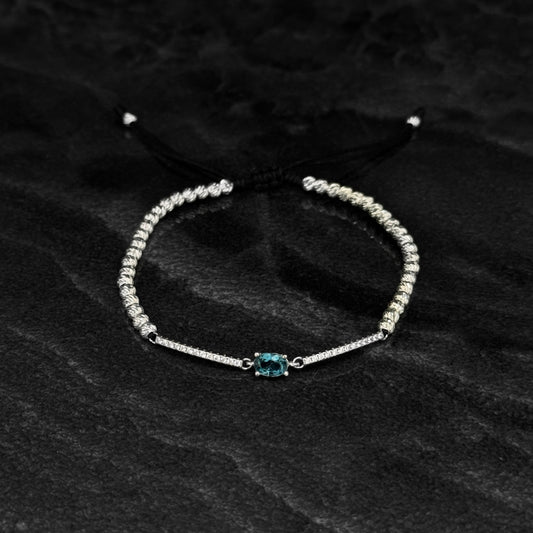 Pulsera Tejida / Topacio Certificado / Plata 925