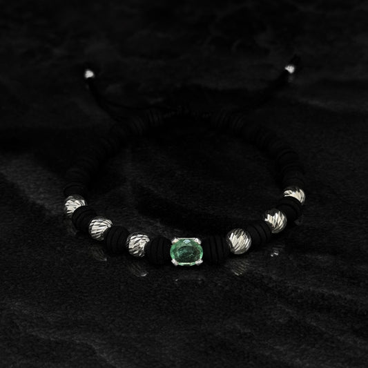 Pulsera Tejida / Esmeralda Colombiana / Plata 925