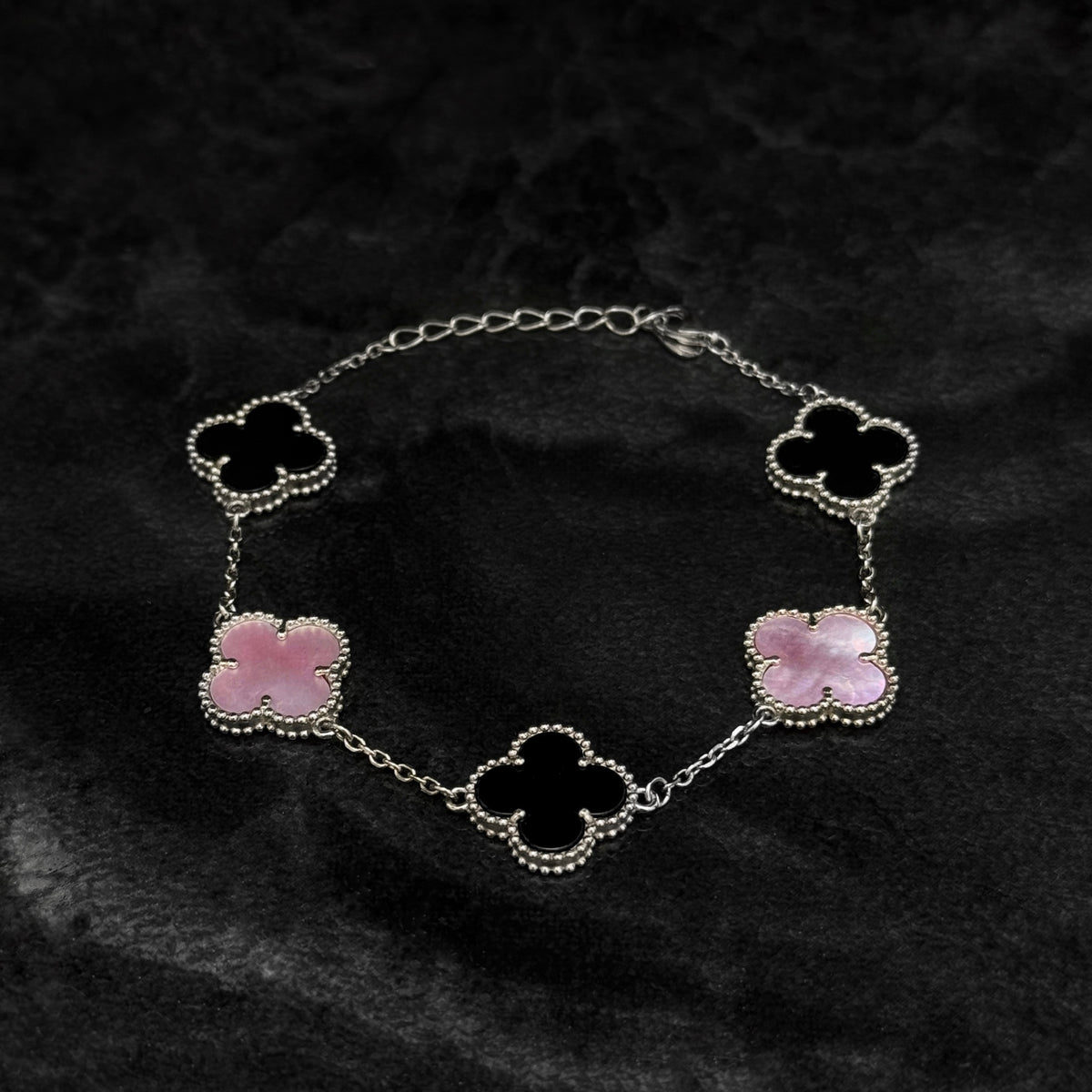 Pulsera Lucky Clover / Black Pearl / Plata 925