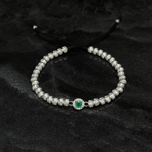 Pulsera Tejida / Esmeralda Colombiana / Plata 925