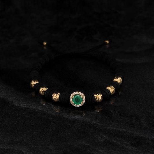 Pulsera Tejida de Alta Joyería / Esmeralda Colombiana / Diamantes Naturales / Oro 18K