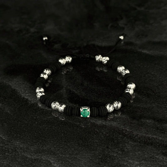 Pulsera Tejida / Esmeralda Colombiana / Plata 925