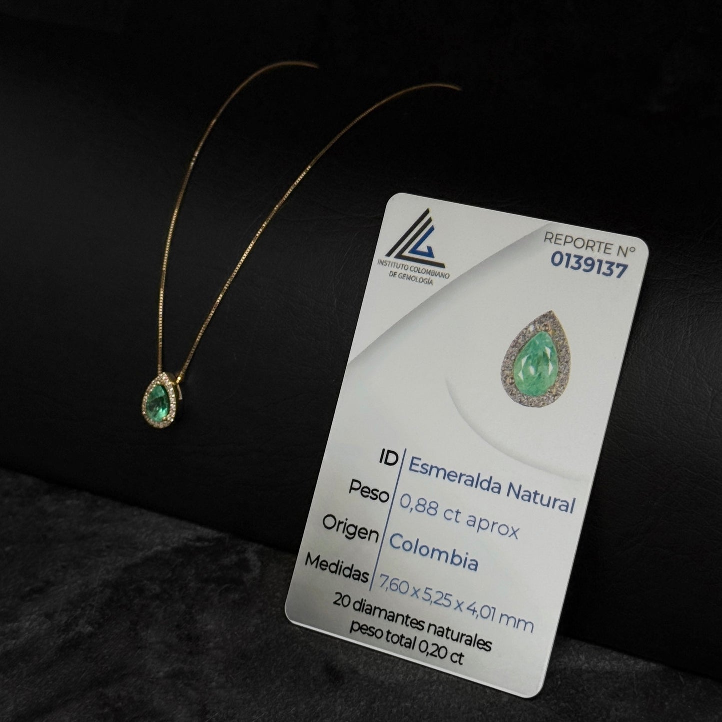 Set Alta Joyería / Cadena Veneciana / Dije Esmeralda & Diamantes Certificados / Oro 18K