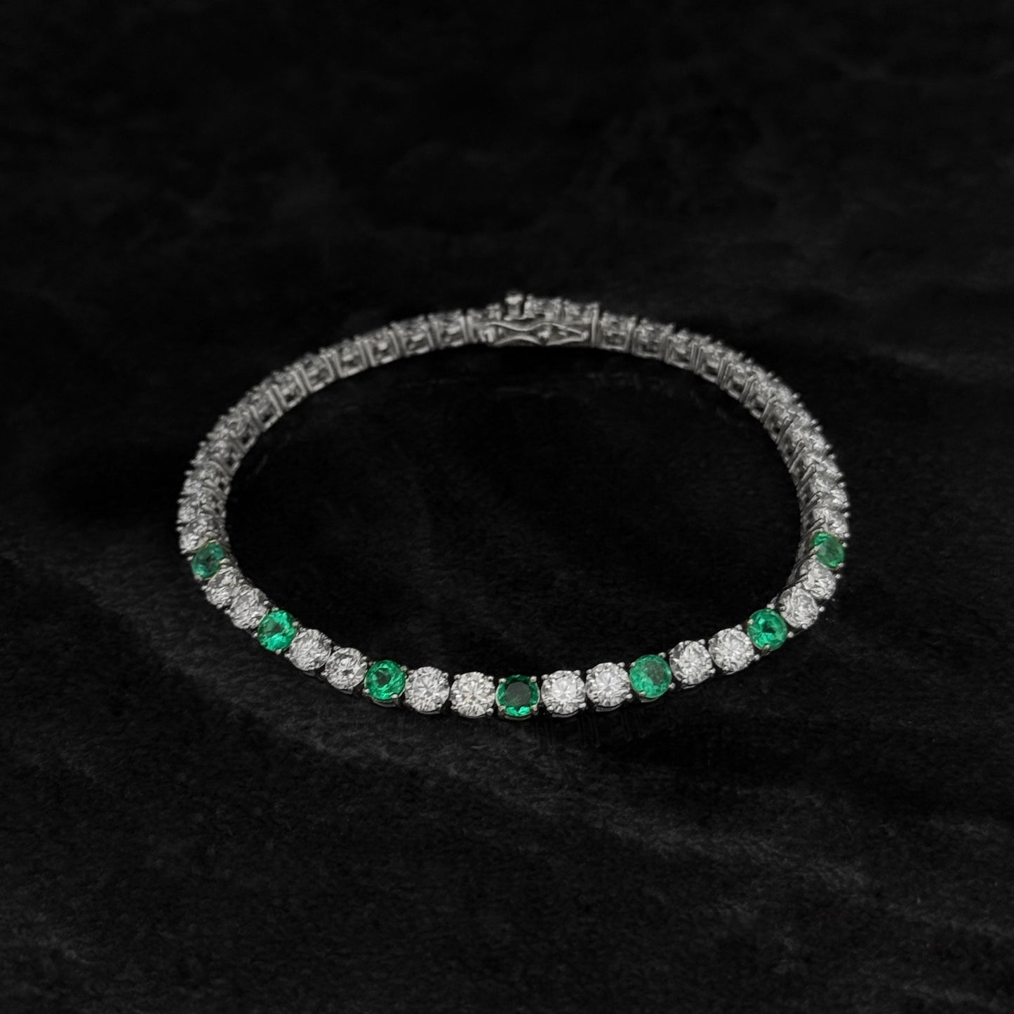 Pulsera Tenis Exclusiva / Esmeraldas Colombianas / Moissanitas Lab 4mm / Plata 925