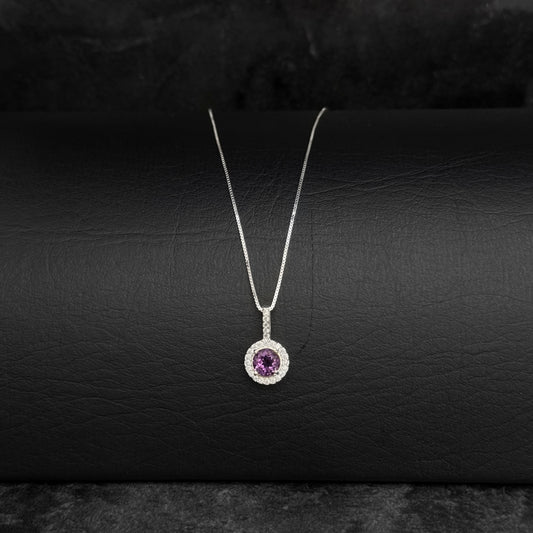 Cadena Veneciana / Dije Amatista Certificada / Plata 925