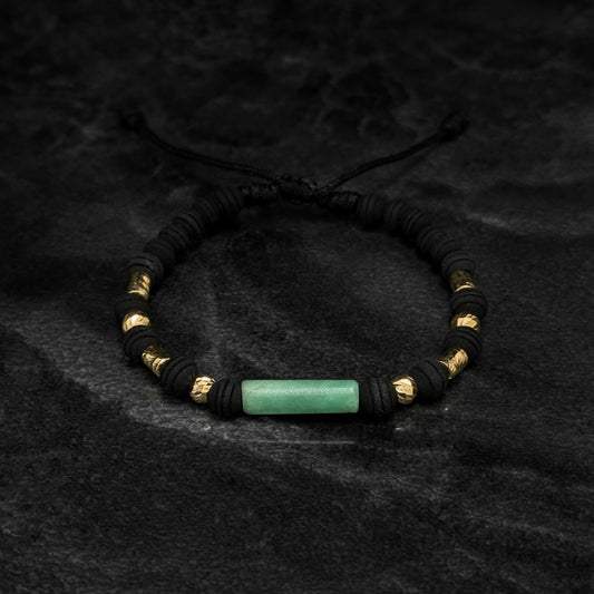 Pulsera Tejida / Cilindro de Esmeralda / Oro 18K