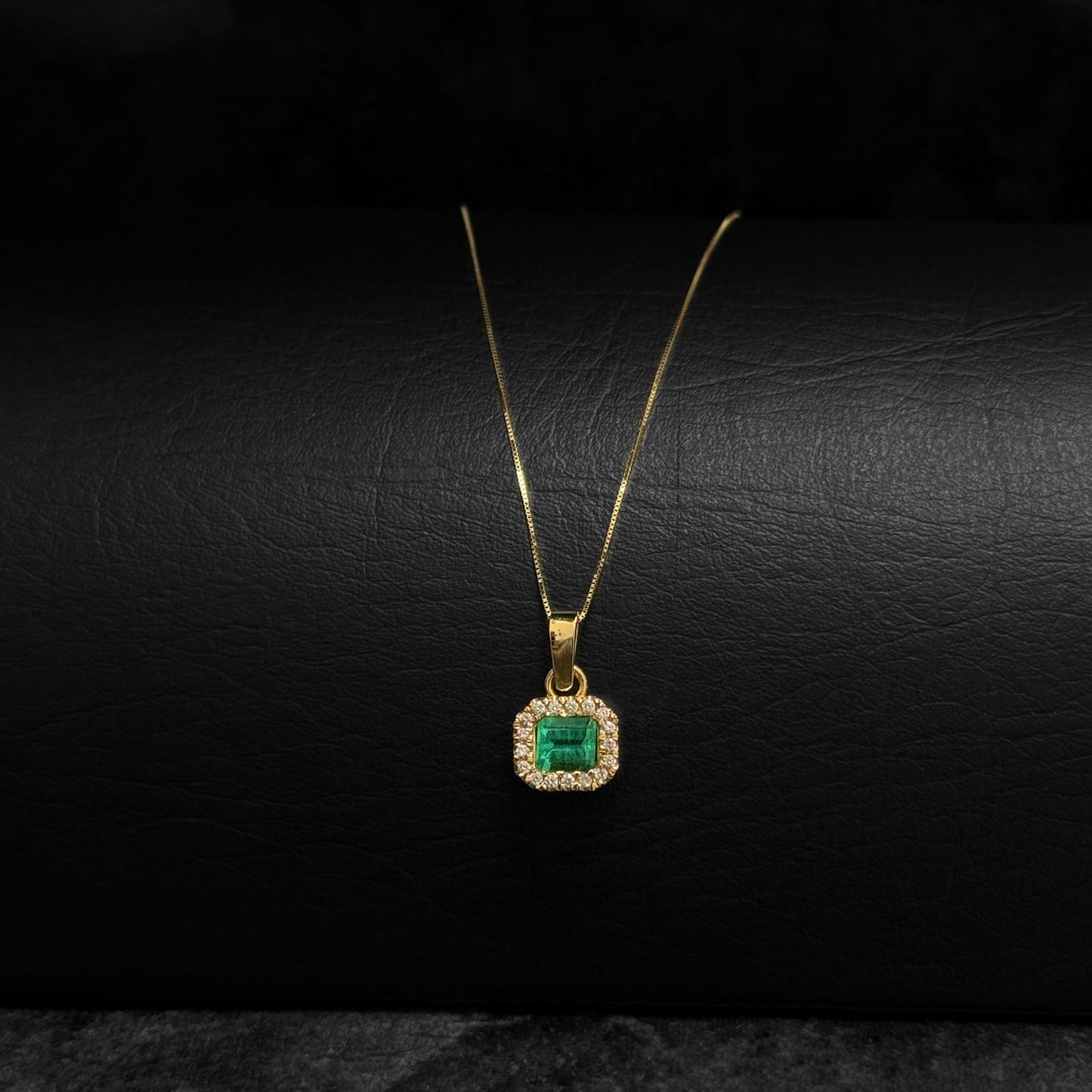 Set Alta Joyería / Cadena Veneciana / Dije Esmeralda & Diamantes Certificados / Oro 18K