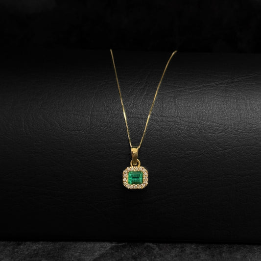 Set Alta Joyería / Cadena Veneciana / Dije Esmeralda & Diamantes Certificados / Oro 18K