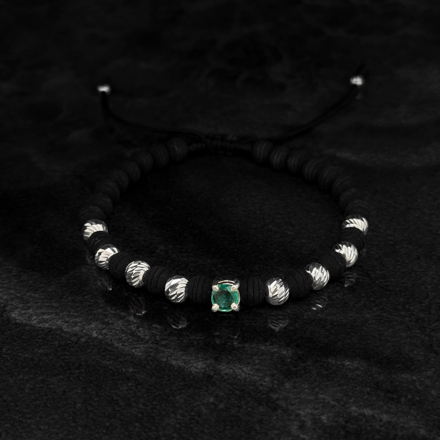 Pulsera Tejida de Lujo / Esmeralda Colombiana / Plata 925
