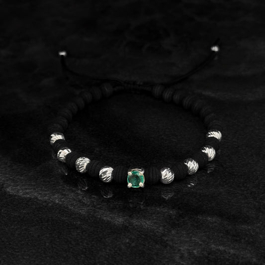 Pulsera Tejida de Lujo / Esmeralda Colombiana / Plata 925