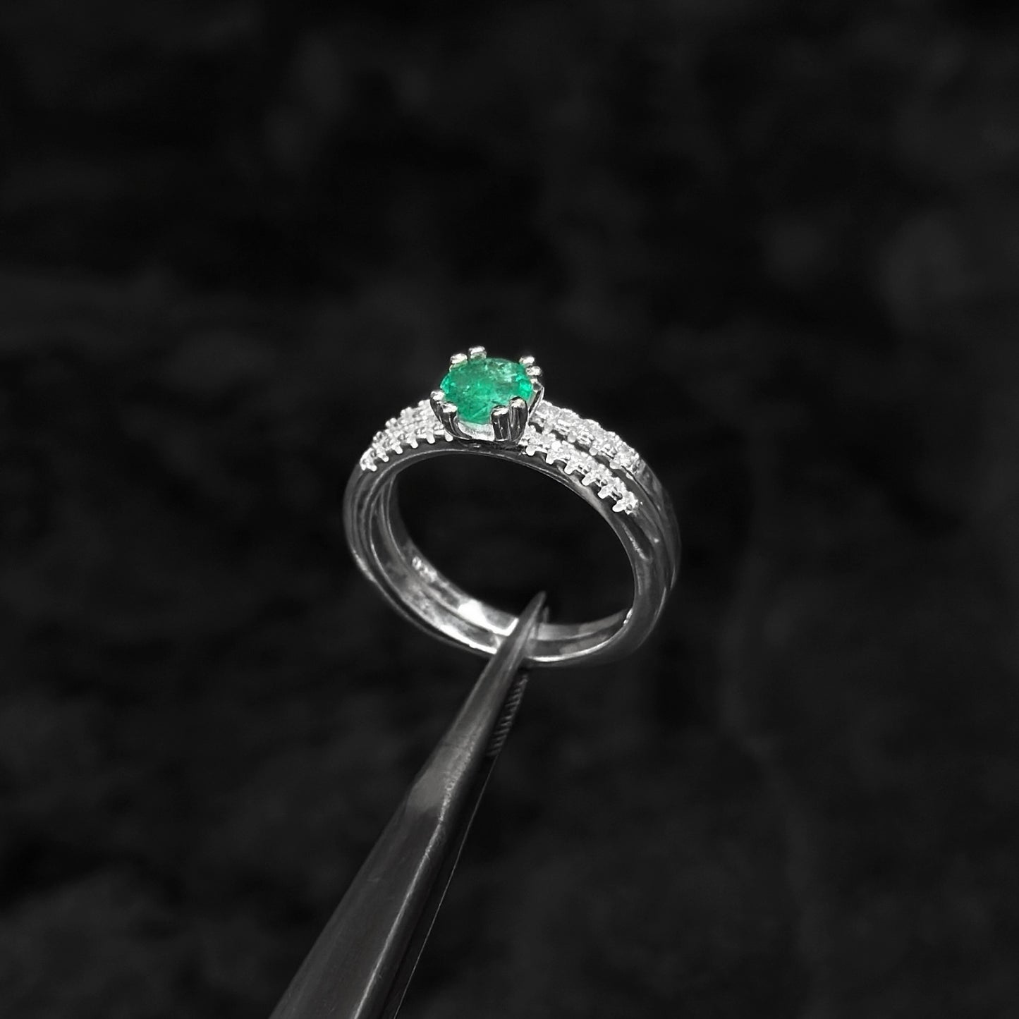 Set Anillo de Lujo #7 / Esmeralda Colombiana / Plata 925