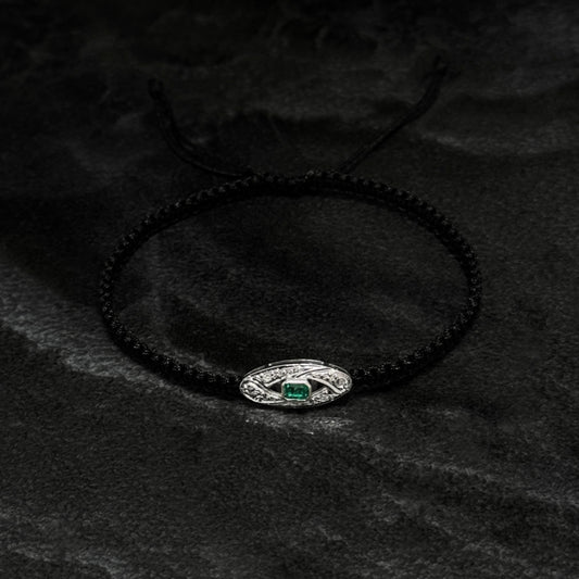 Pulsera Tejida Exclusiva / Esmeralda / Diamantes / Oro Blanco 14K