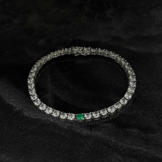 Pulsera Tenis 18.5cm x 4mm / Esmeralda Colombiana / Circones / Plata 925