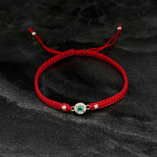 Pulsera Tejida / Esmeralda Colombiana / Plata 925
