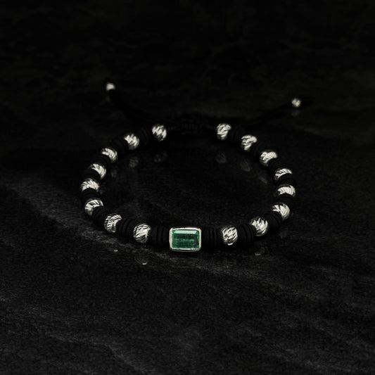 Pulsera Tejida Exclusiva / Esmeralda Colombiana / Plata 925