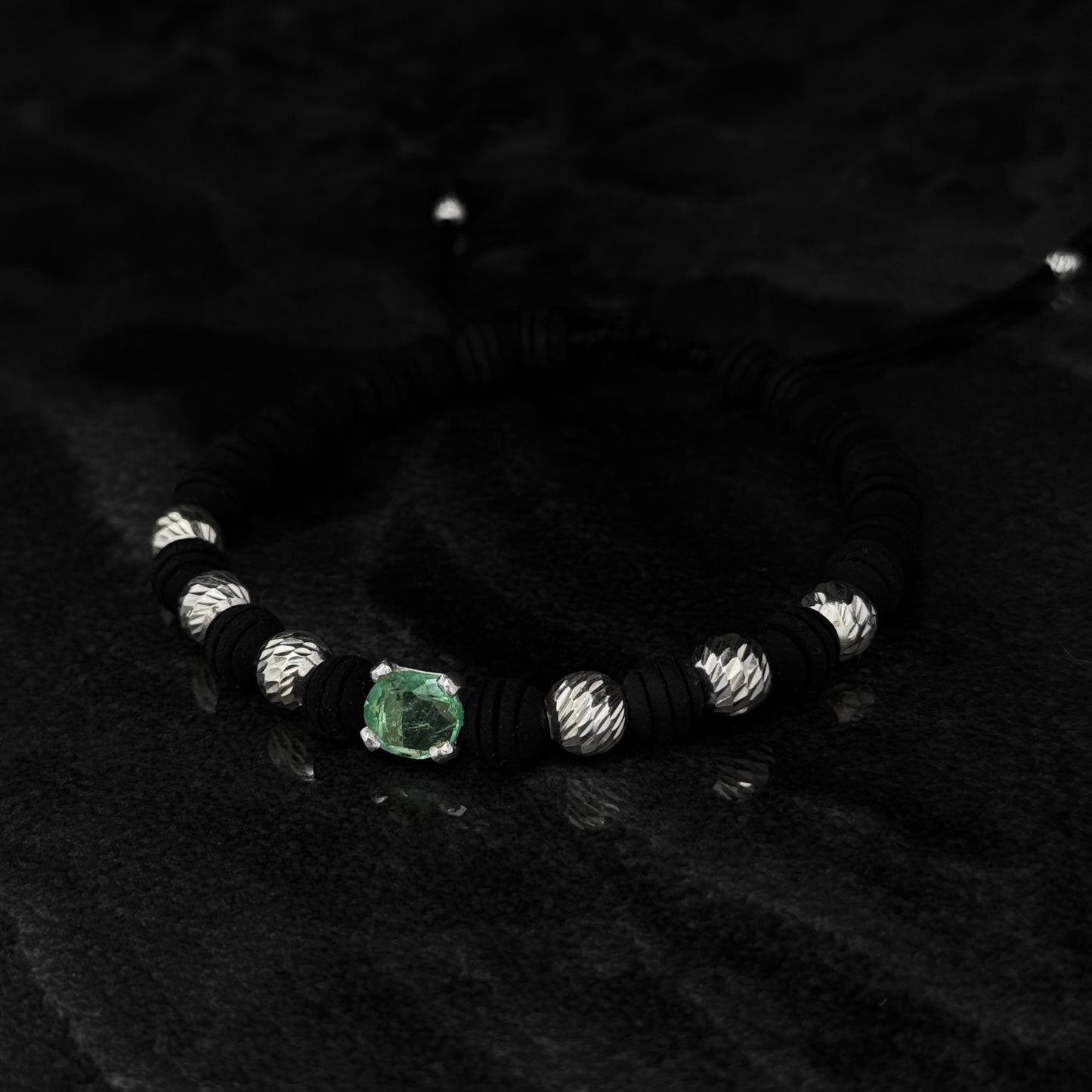 Pulsera Tejida / Esmeralda Colombiana / Plata 925