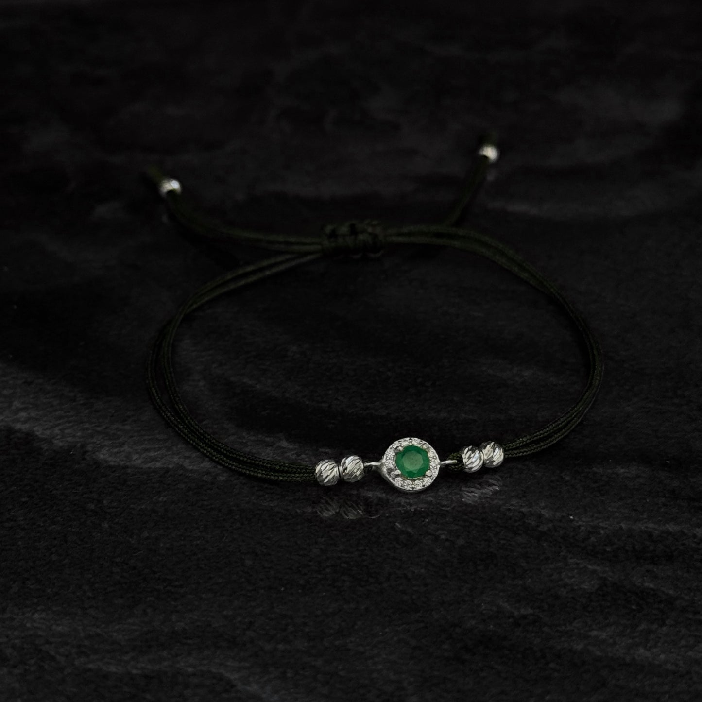 Pulsera Tejida / Esmeralda Colombiana / Plata 925