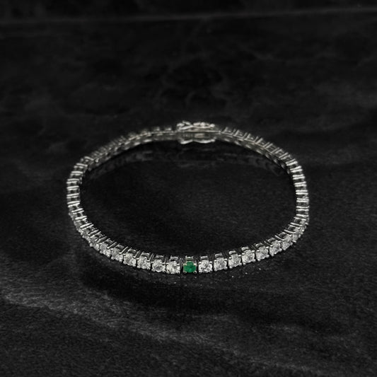 Pulsera Tenis 17.5cm x 3mm / Esmeralda Colombiana / Circones / Plata 925 (2)