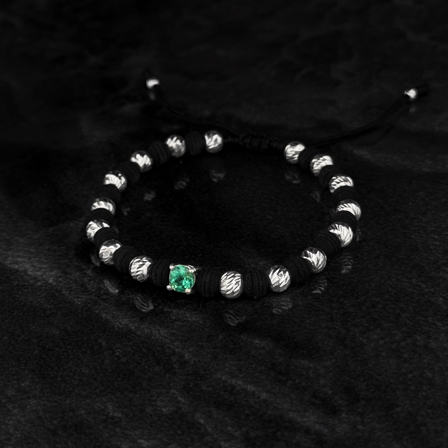 Pulsera Tejida de Lujo / Esmeralda Colombiana / Plata 925