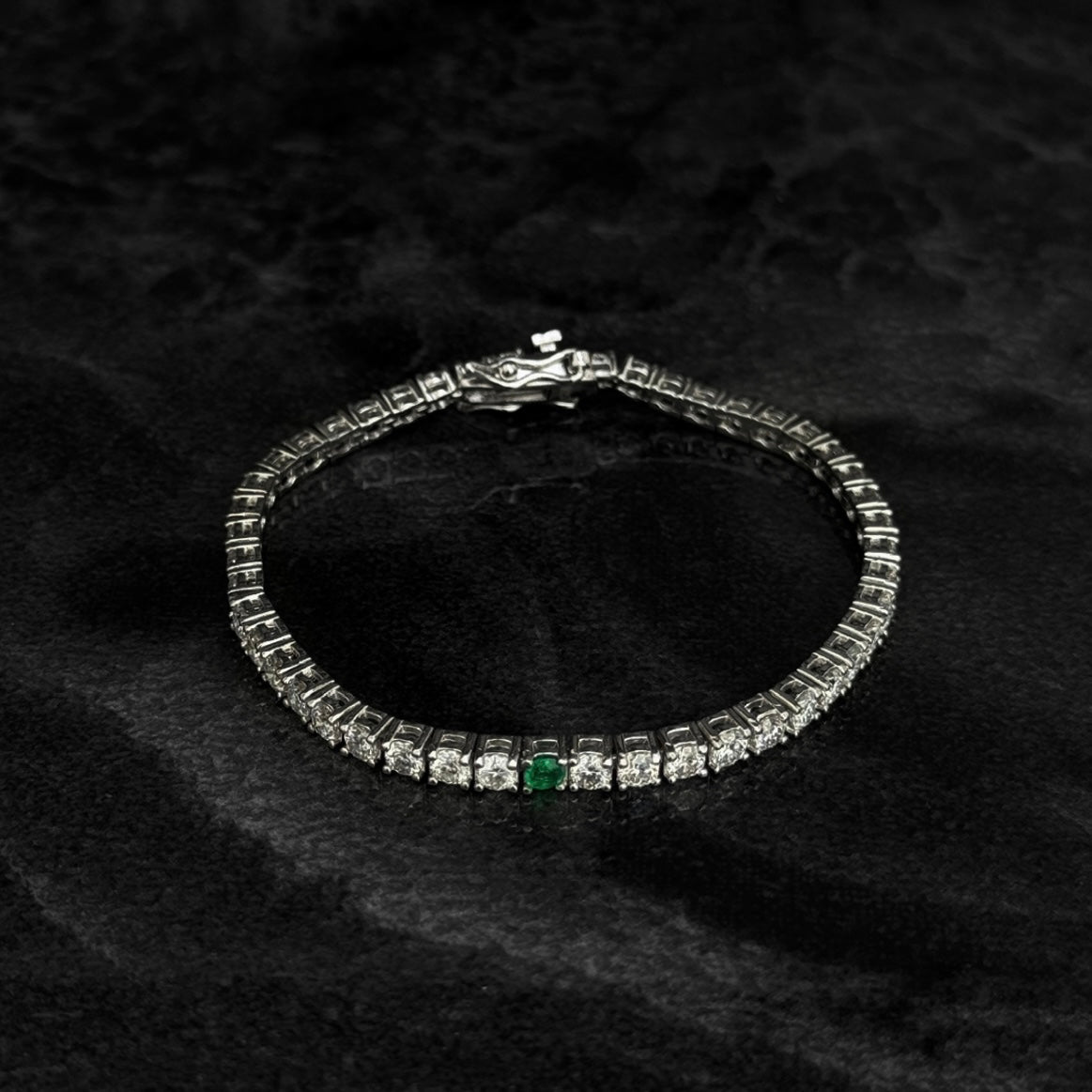 3mm Tennis Bracelet / Moissanites / Emerald / 925 Silver