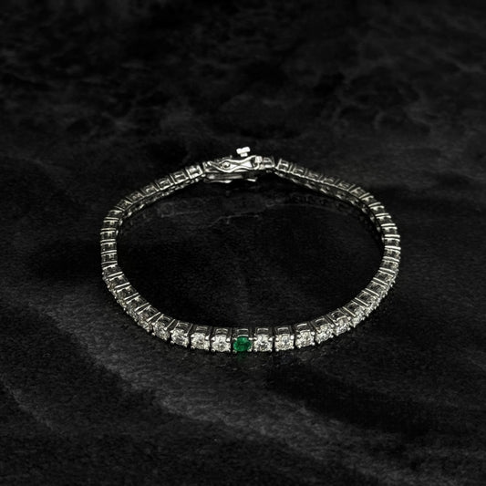 Pulsera Tenis 3mm / Moissanitas / Esmeralda / Plata 925