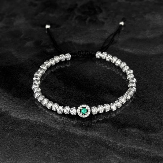 Pulsera Tejida / Esmeralda Colombiana / Plata 925