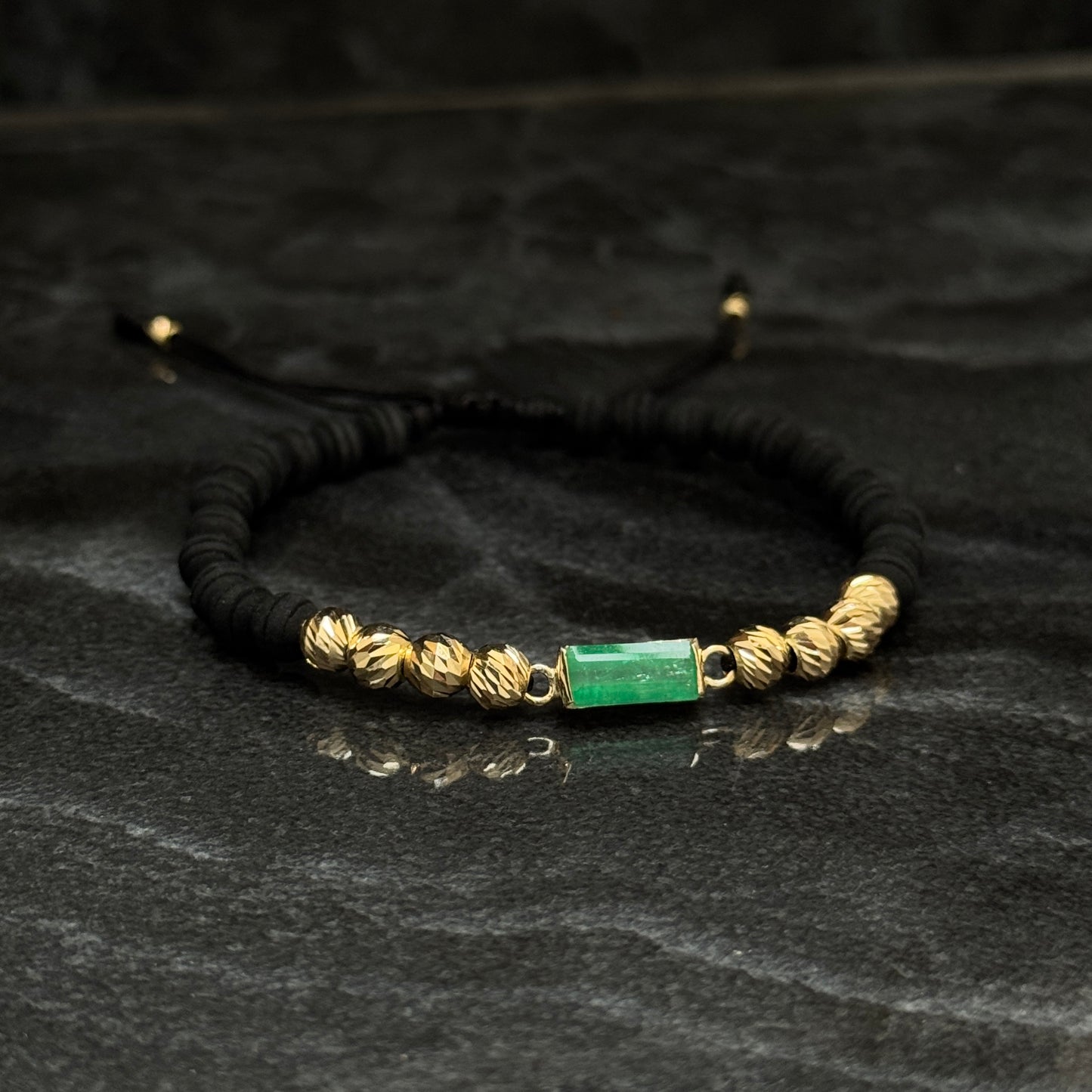 Pulsera Tejida / Esmeralda / Oro 18K