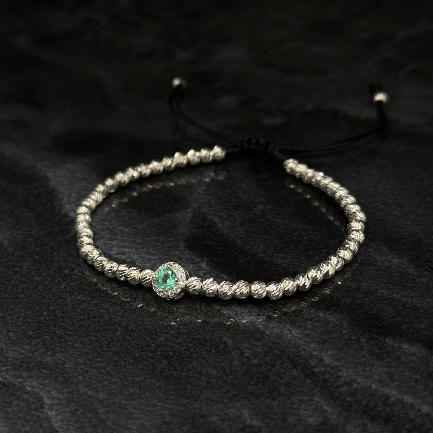 Pulsera Tejida / Esmeralda Colombiana / Plata 925