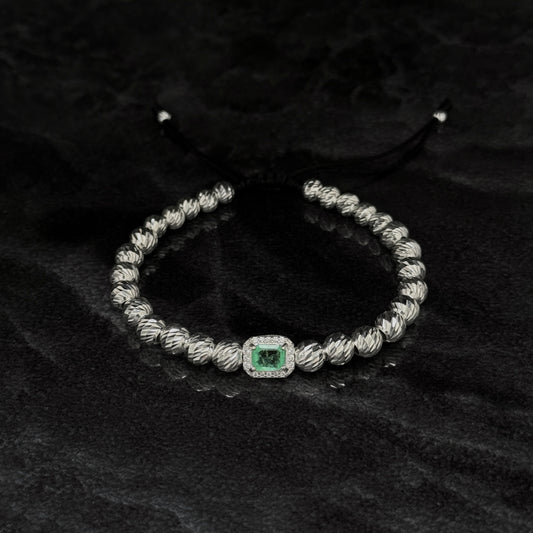 Pulsera Tejida / Esmeralda Colombiana / Plata 925