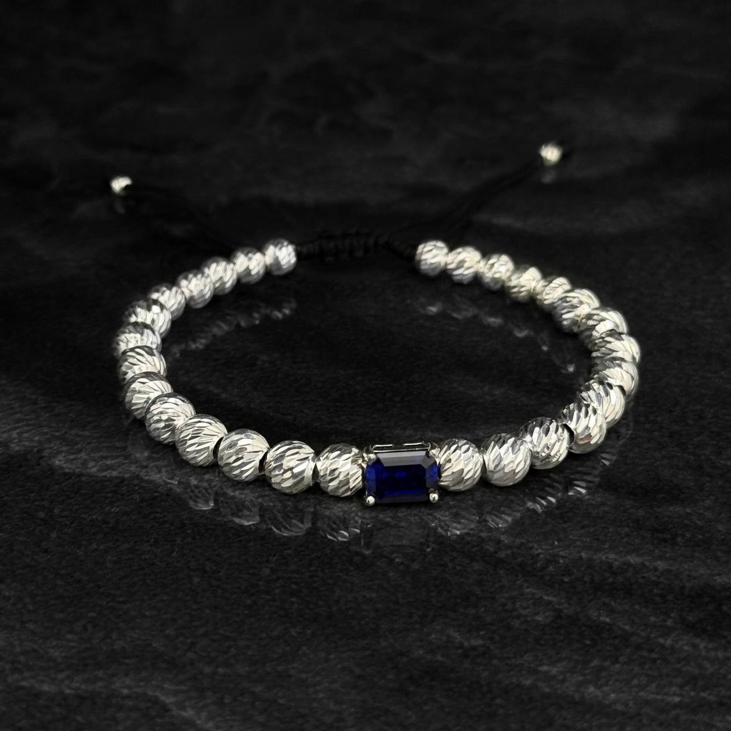 Pulsera Tejida de Lujo / Zafiro de Laboratorio / Plata 925