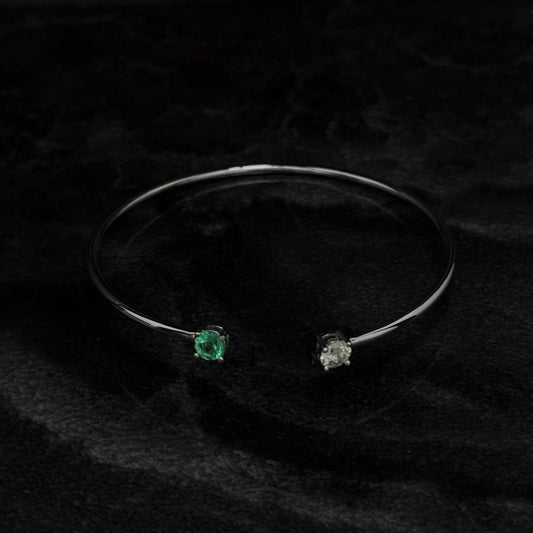 Brazalete Exclusivo / Esmeralda Colombiana / Moissanita / Plata 925