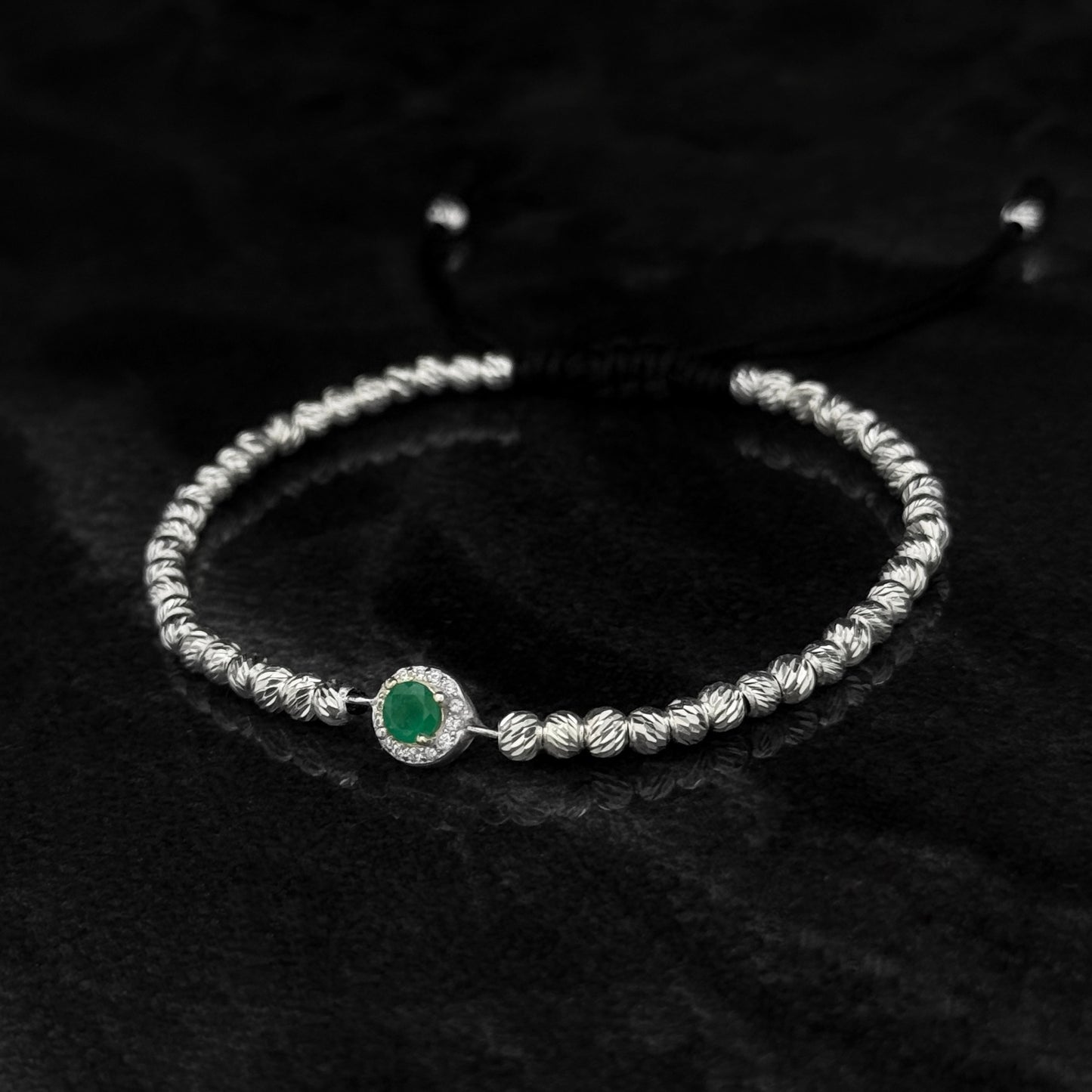 Pulsera Tejida de Lujo / Esmeralda Colombiana / Plata 925