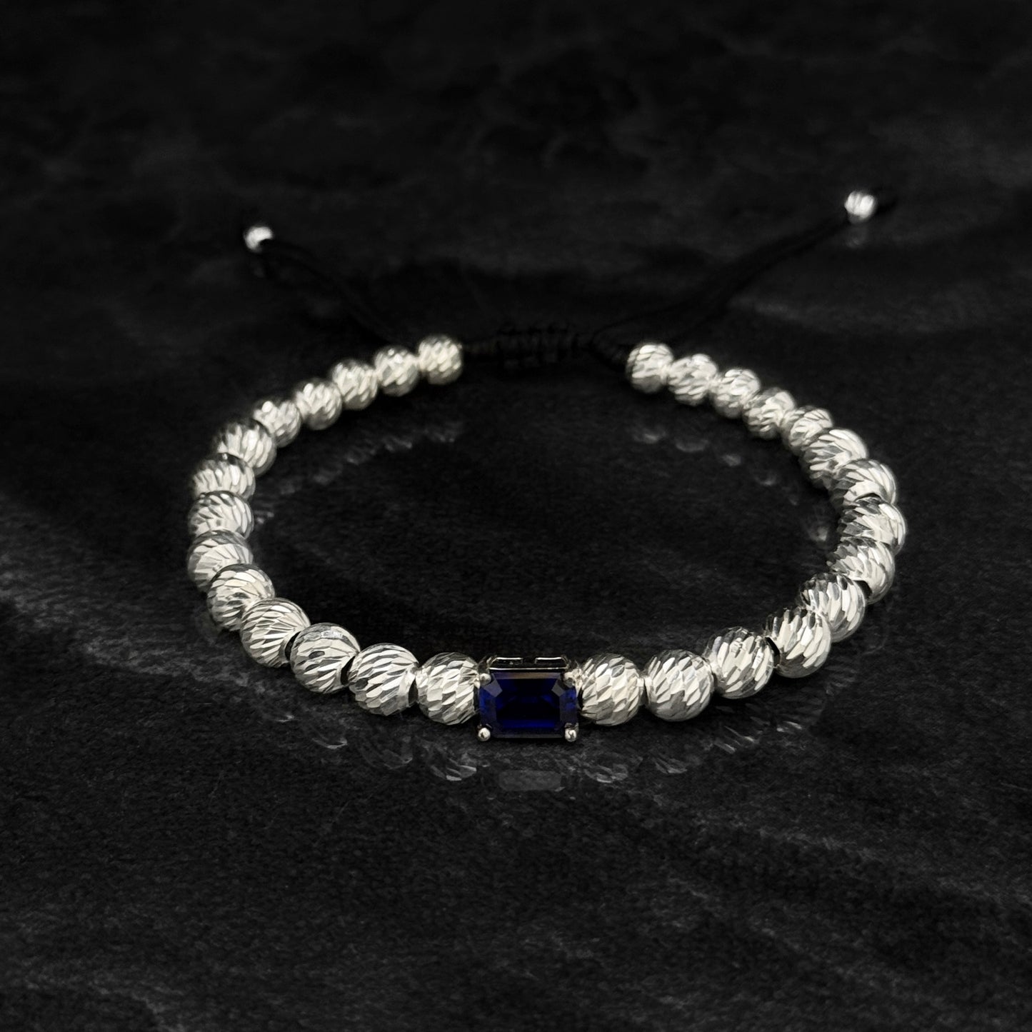 Pulsera Tejida de Lujo / Zafiro de Laboratorio / Plata 925