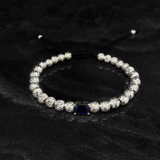 Pulsera Tejida de Lujo / Zafiro de Laboratorio / Plata 925