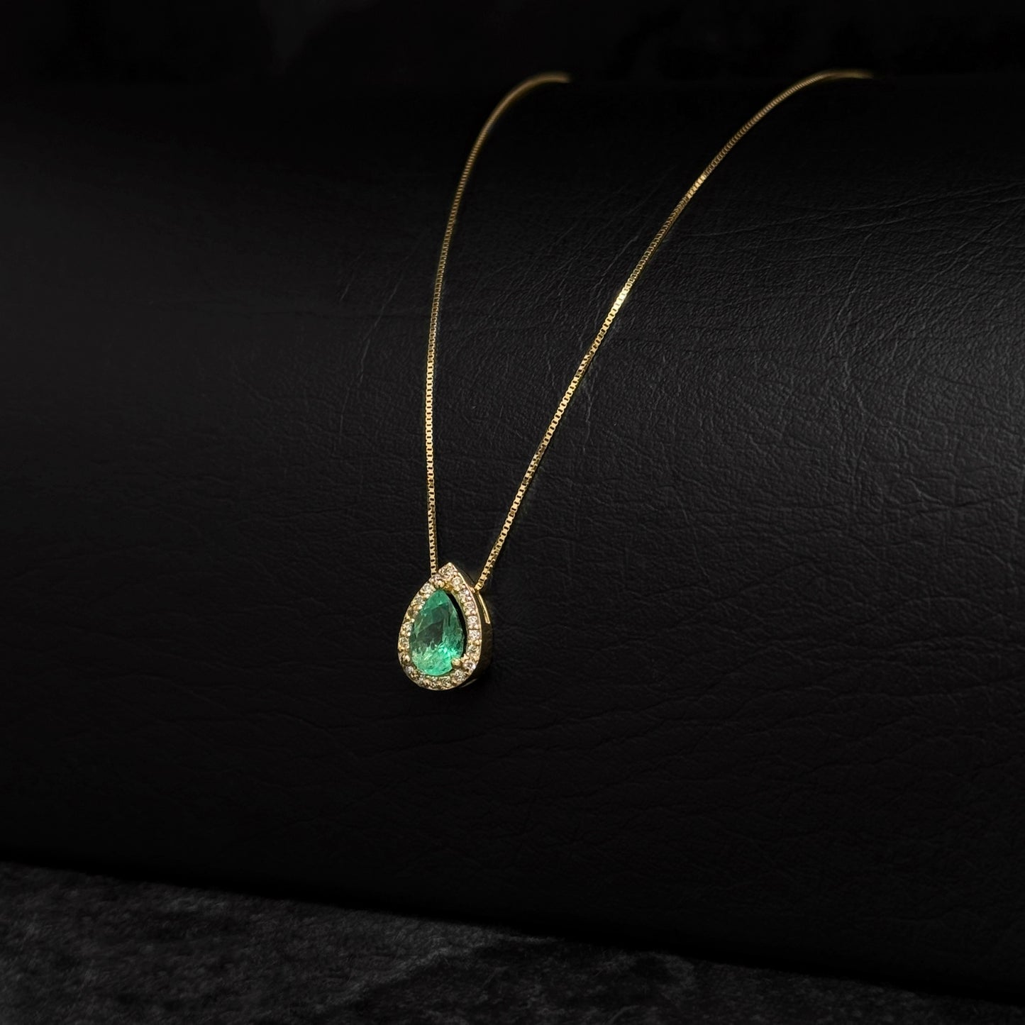 Set Alta Joyería / Cadena Veneciana / Dije Esmeralda & Diamantes Certificados / Oro 18K