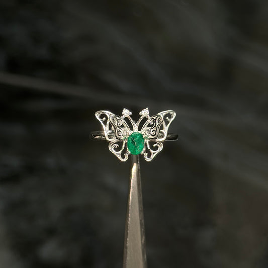 Anillo Mariposa / Esmeralda / Plata 925