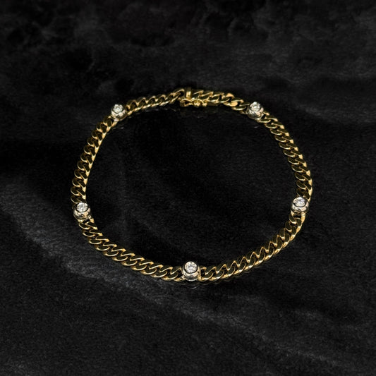 Pulsera Cubana Alta Joyería / Diamantes Naturales / Oro 18K