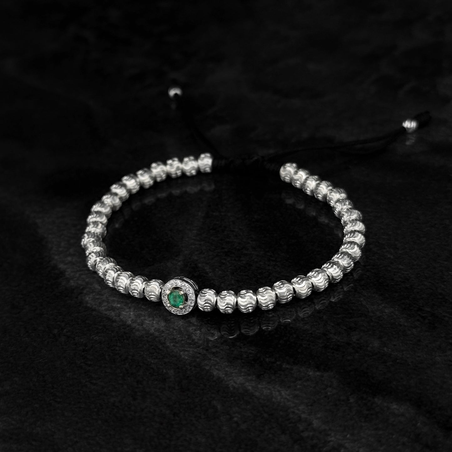 Pulsera Tejida de Lujo / Esmeralda Colombiana / Plata 925