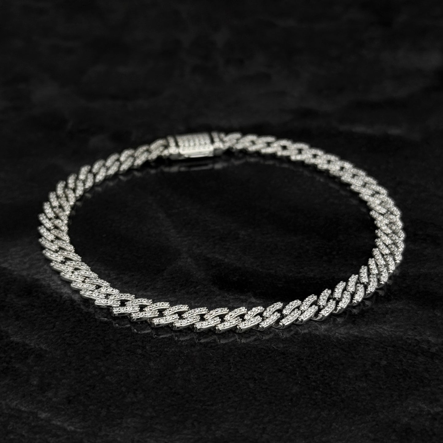 Pulsera Cubana Exclusiva 6mm / Moissanitas Lab / Plata 925