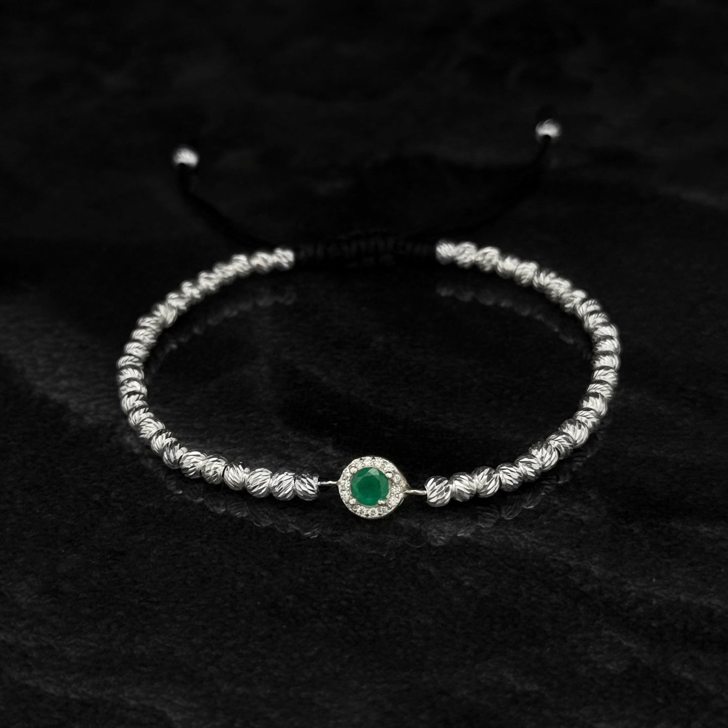 Pulsera Tejida de Lujo / Esmeralda Colombiana / Plata 925