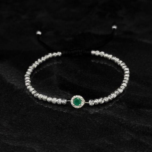 Pulsera Tejida / Esmeralda Colombiana / Plata 925