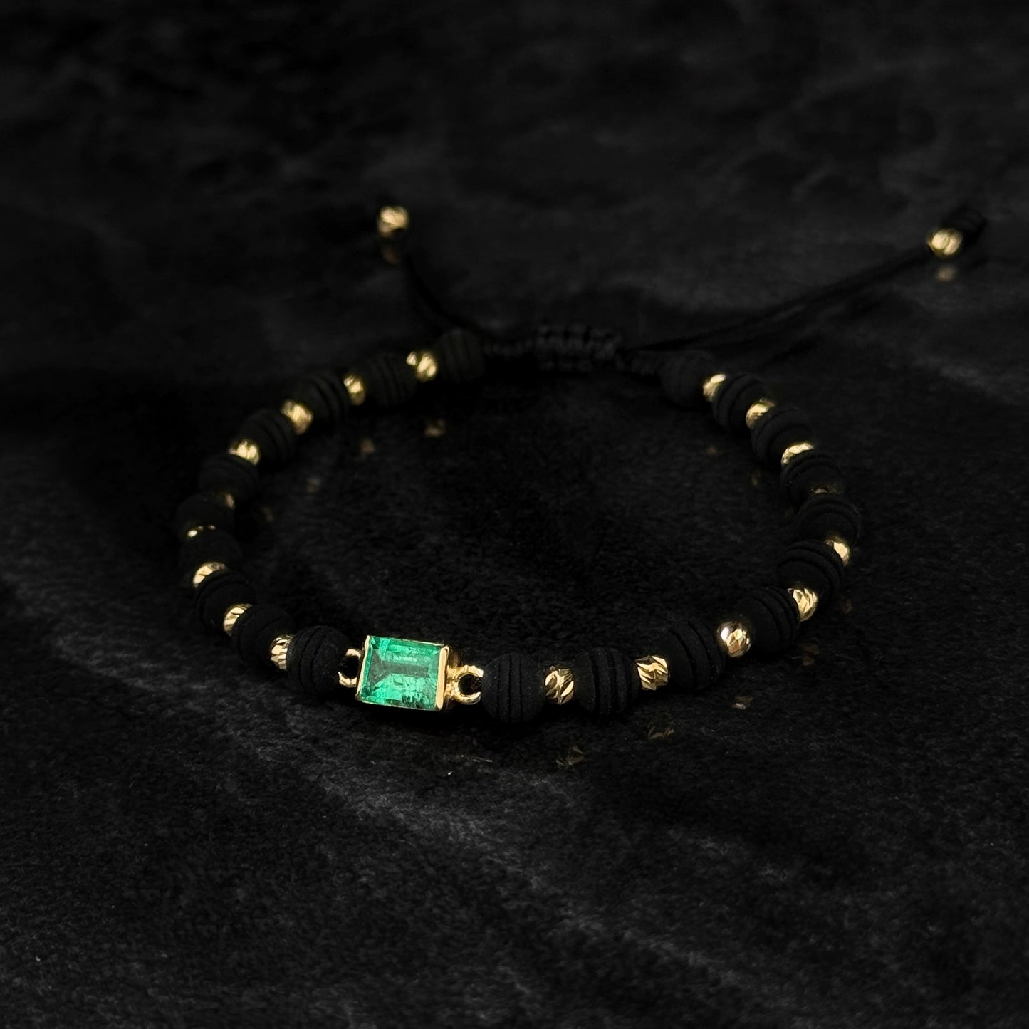 Pulsera Tejida Exclusiva / Esmeralda Colombiana / Oro 18K