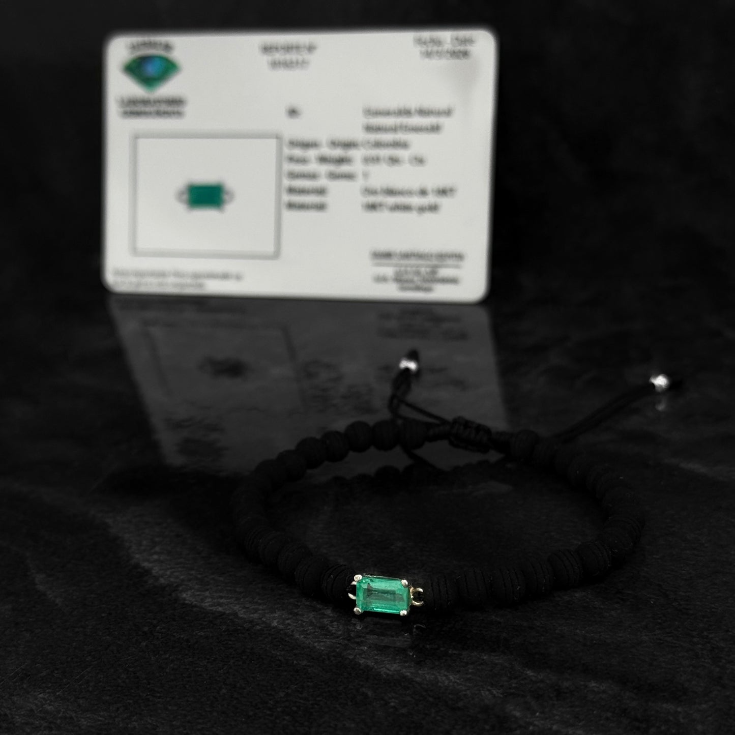 Pulsera Tejida de Lujo / Esmeralda Colombiana Certificada / Oro Blanco 18K
