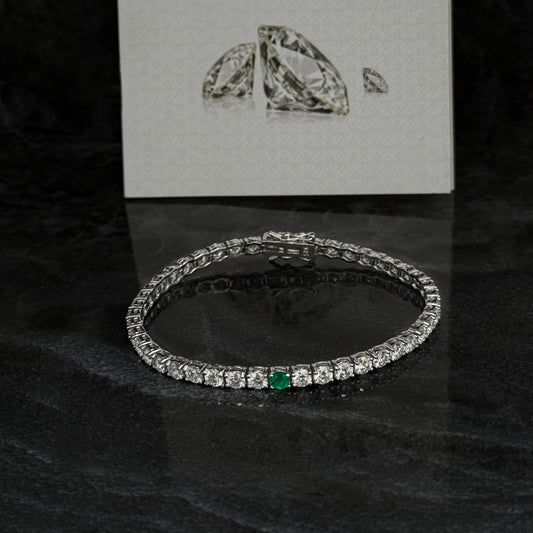 Pulsera Tenis 4mm / Moissanitas / Esmeralda / Plata 925