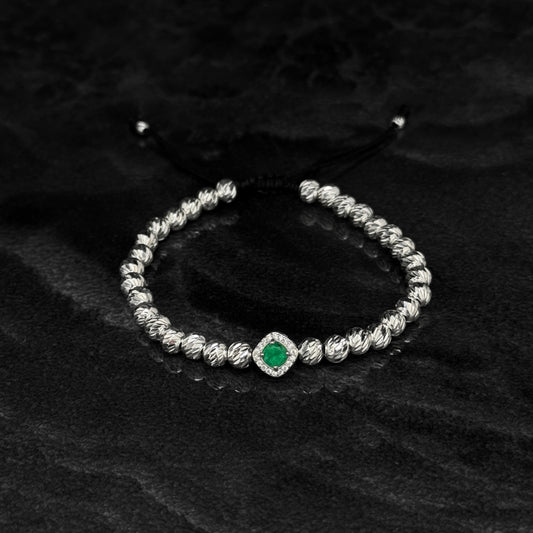 Pulsera Tejida / Esmeralda Colombiana / Plata 925