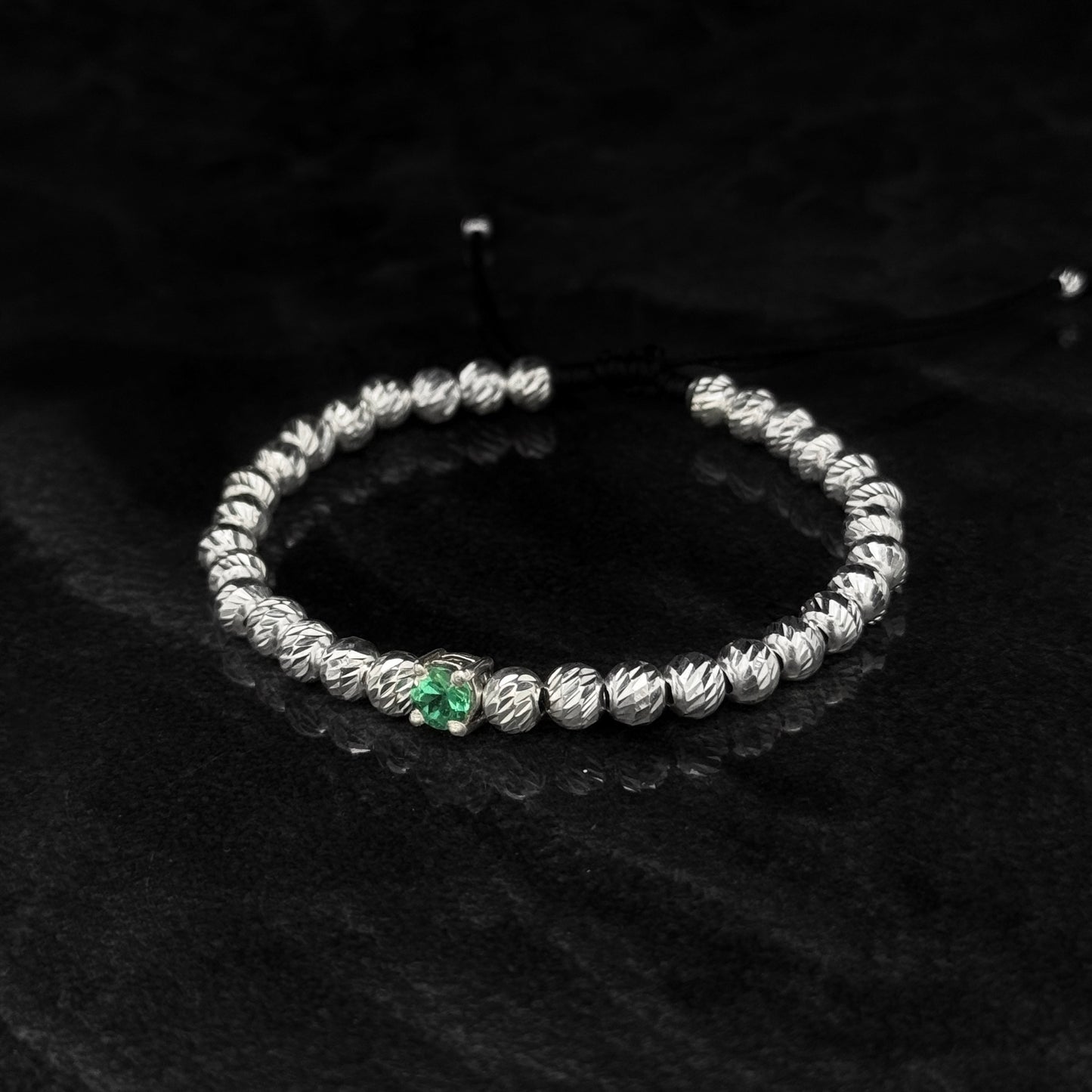 Pulsera Tejida de Lujo / Esmeralda Colombiana / Plata 925