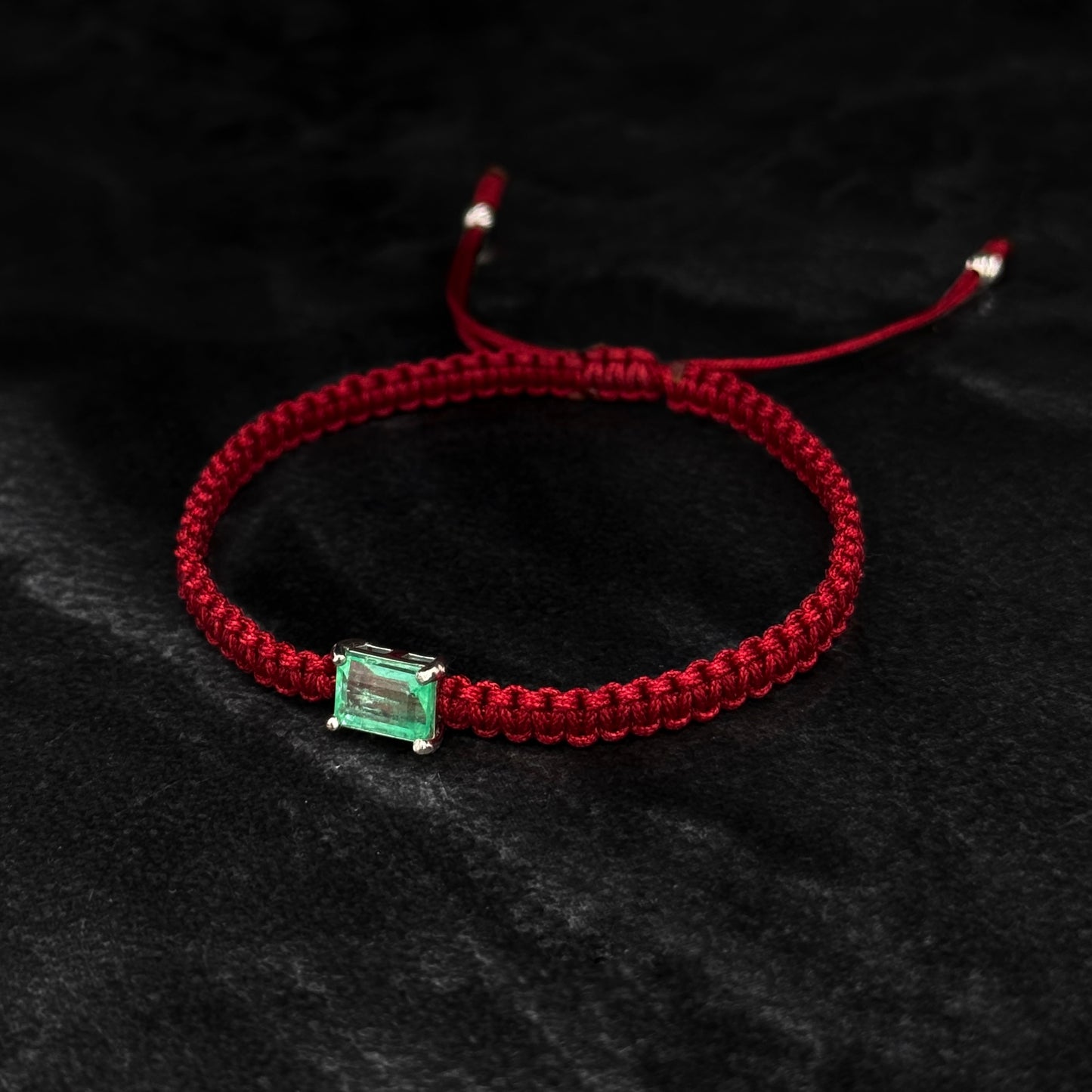 Pulsera Tejida de Lujo / Esmeralda Colombiana / Plata 925