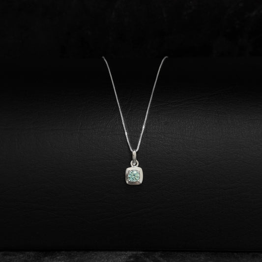 Cadena Veneciana & Dije Moissanita Azul Cielo / Plata 925