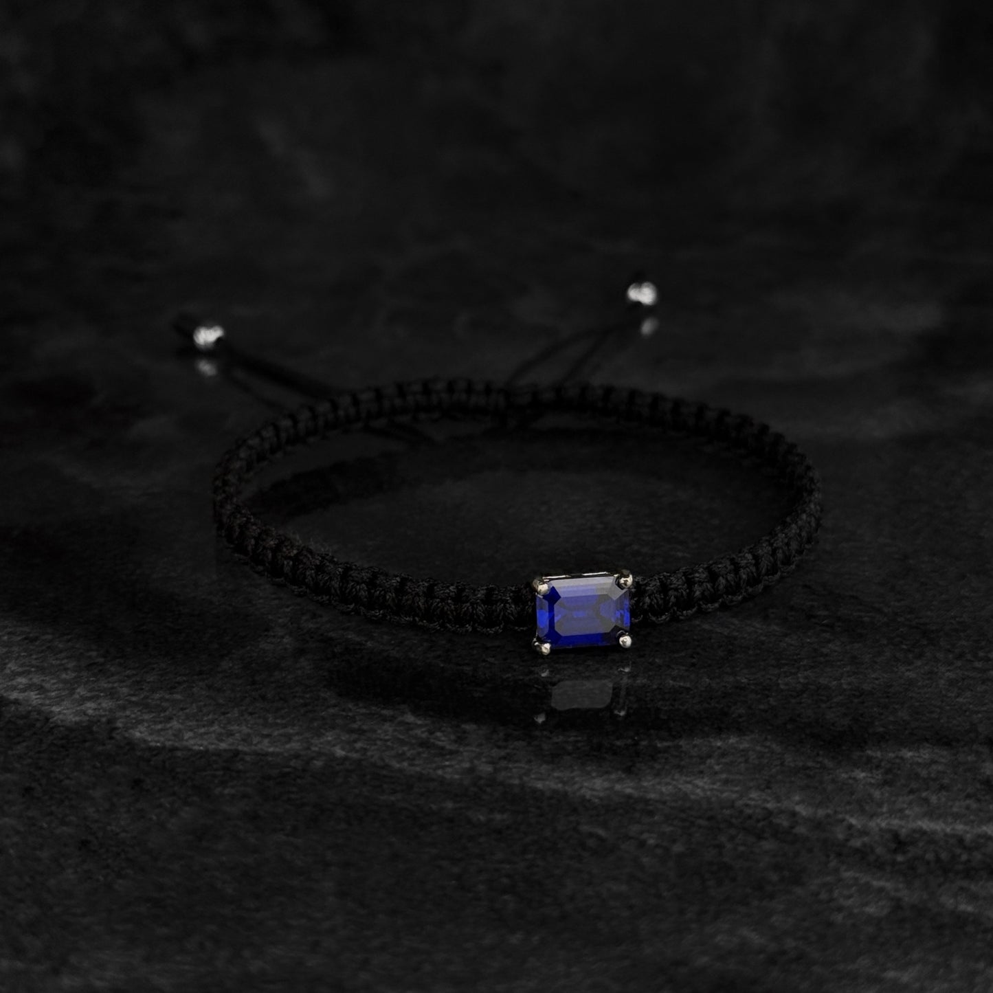 Pulsera Tejida Exclusiva / Zafiro de Laboratorio / Plata 925