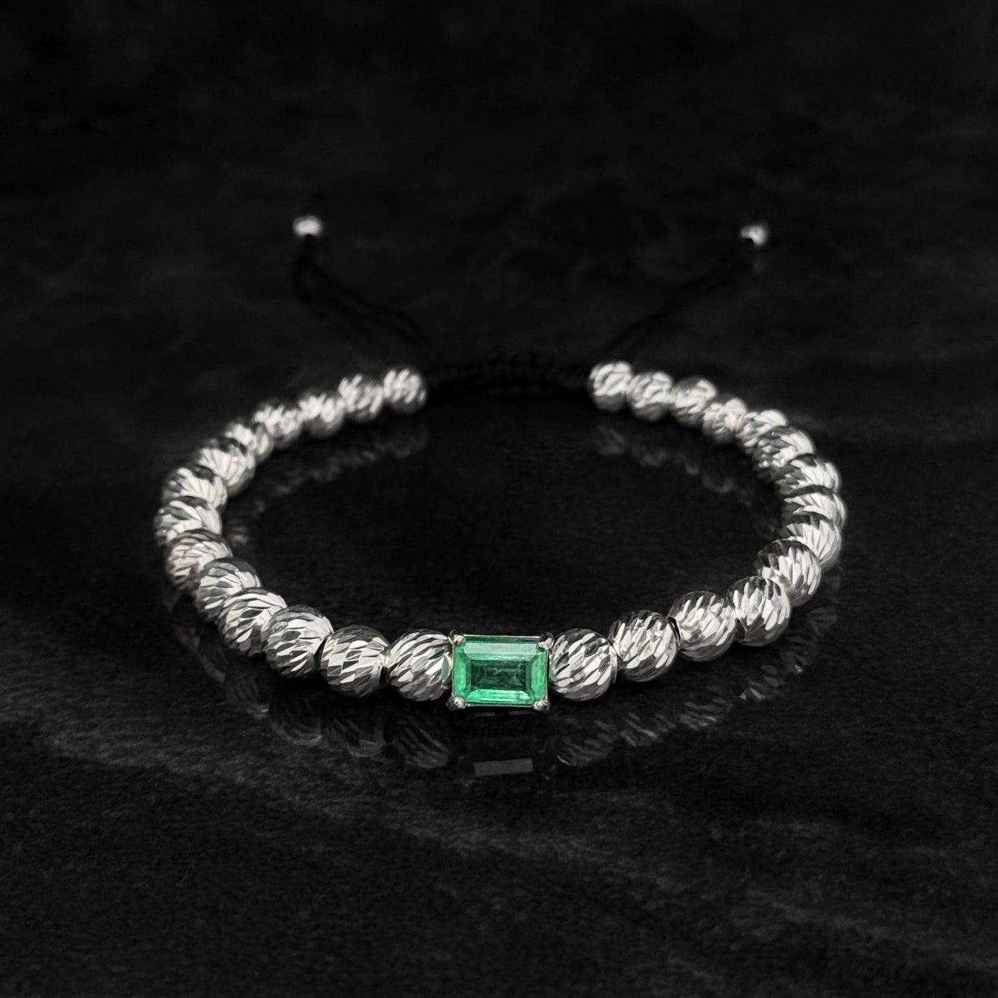 Pulsera Tejida de Lujo / Esmeralda Colombiana / Plata 925
